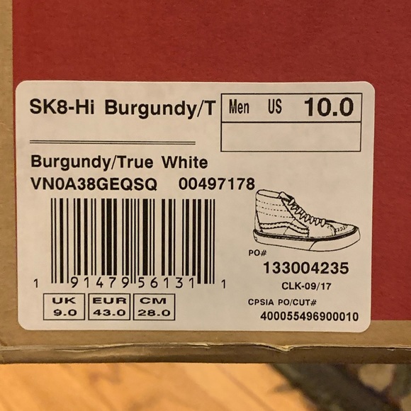 Vans SK8-HI Burgundy/True White - Picture 7 of 7